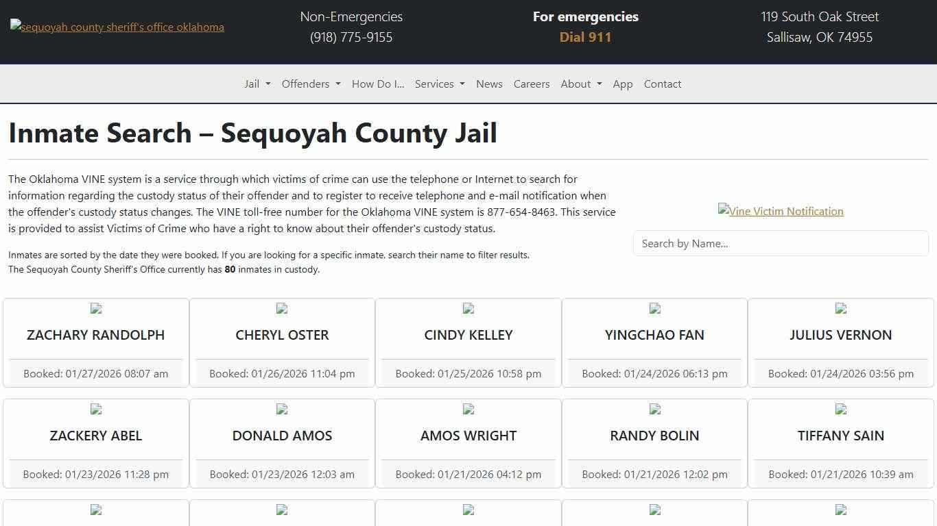 Inmate Search Sequoyah County Sheriff's Office