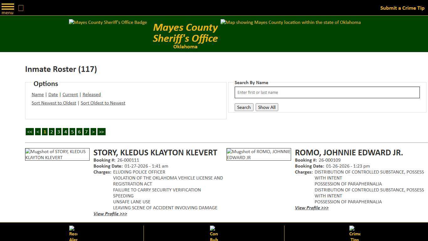Inmate Roster - Current Inmates Booking Date Descending - Mayes County, OK Sheriff